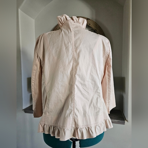 Talbots 20wp lightweight peachy pink cotton stretch ruffled blazer NWT - Picture 3 of 7